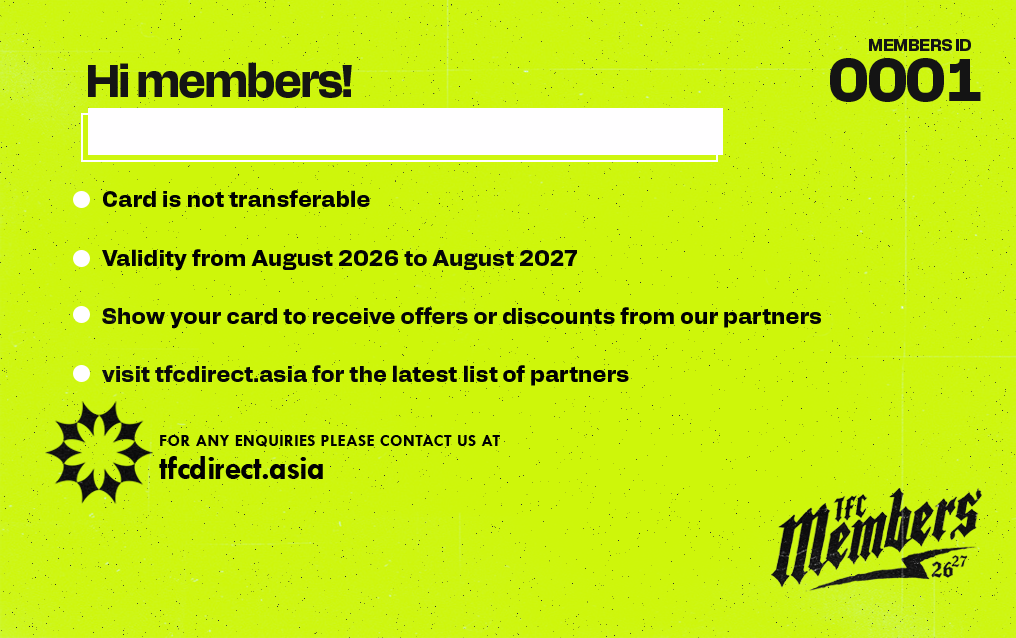 TFC Membership Card 2026/2027 - Back